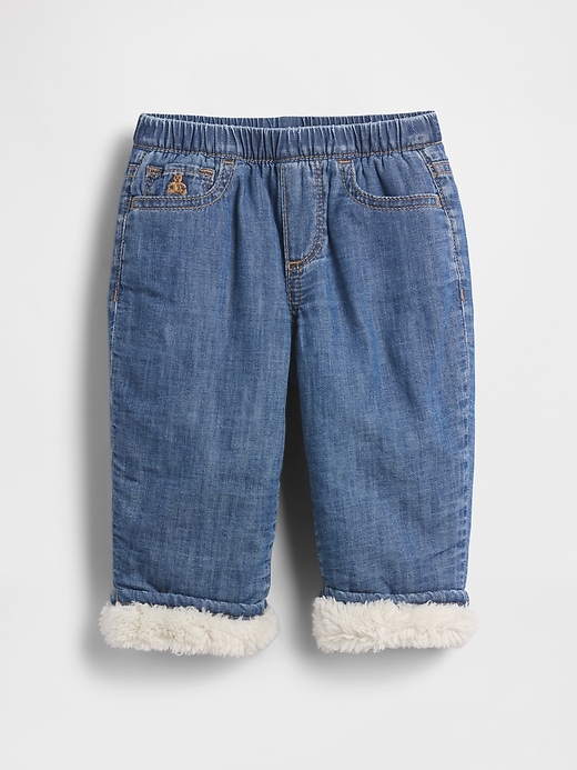 Image number 1 showing, Baby Sherpa-Lined Pull-On Barrel Jeans