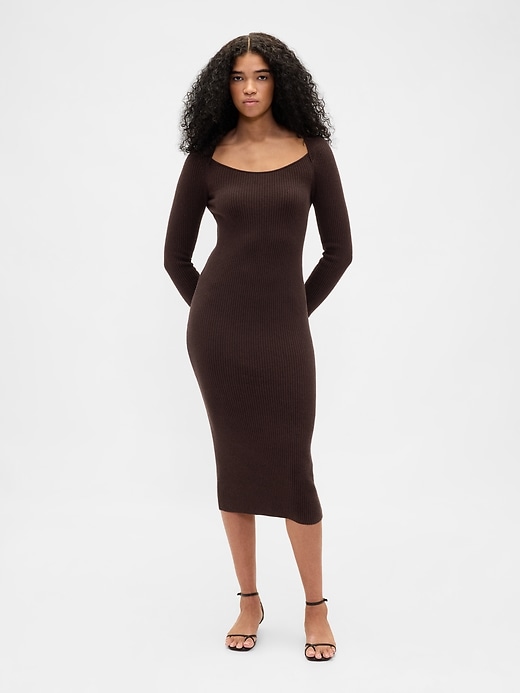 Image number 1 showing, CashSoft Rib Midi Sweater Dress