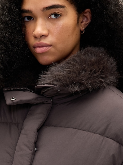 Image number 4 showing, Faux Fur-Trim Puffer Jacket