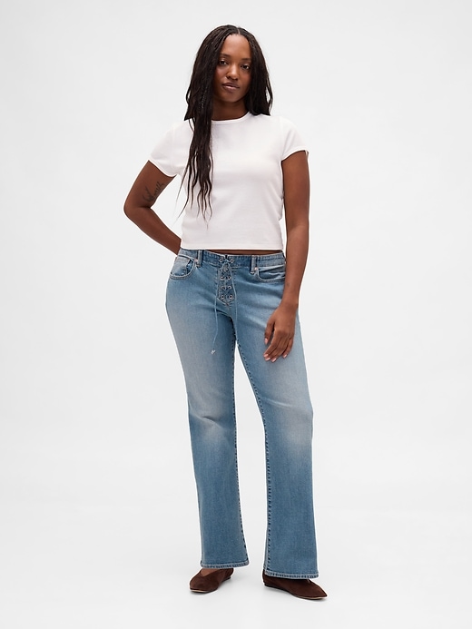 Image number 5 showing, Low Rise Lace-Up Long & Lean Jeans