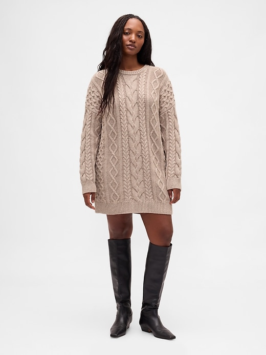 Image number 5 showing, Cable-Knit Mini Sweater Dress