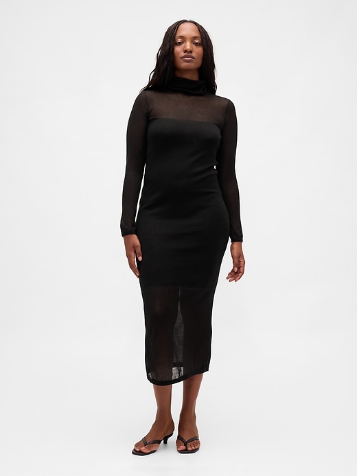 Image number 5 showing, Sheer Turtleneck Maxi Sweater Dress