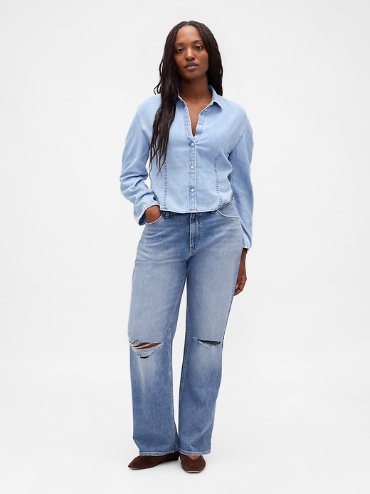 Image number 4 showing, Mid Rise Relaxed Straight Jeans