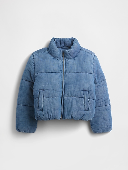 Image number 2 showing, Kids Cozy-Lined Denim Puffer Jacket