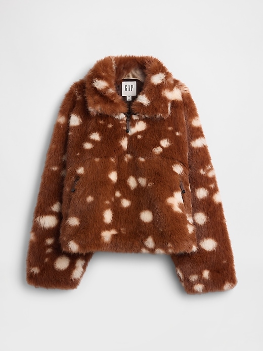 Image number 6 showing, Gap × Sandy Liang Spotted Vegan Fur Half-Zip Pullover