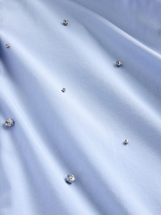 Image number 4 showing, Organic Cotton Embellished Straight-Hem Crop Shirt