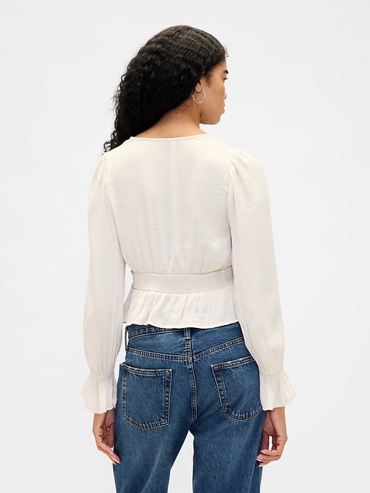 Image number 3 showing, Eyelet V-Neck Peplum Top