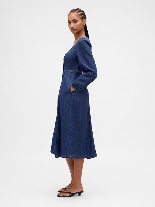 Image number 3 showing, Denim Sweetheart Midi Dress