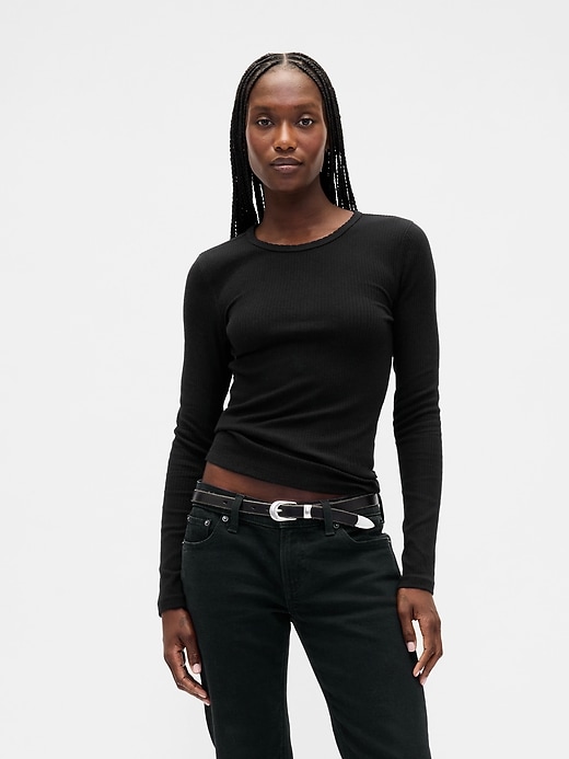 Image number 1 showing, Pointelle Rib T-Shirt