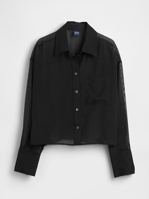 Image number 4 showing, Sheer Straight-Hem Crop Shirt
