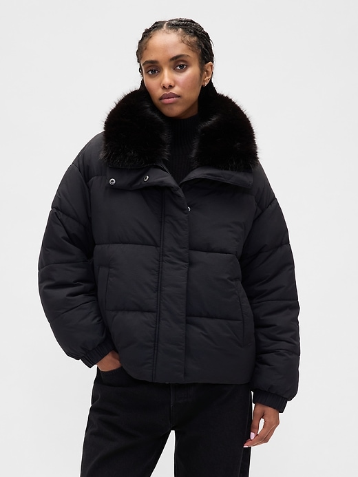 Image number 1 showing, Faux Fur-Trim Puffer Jacket