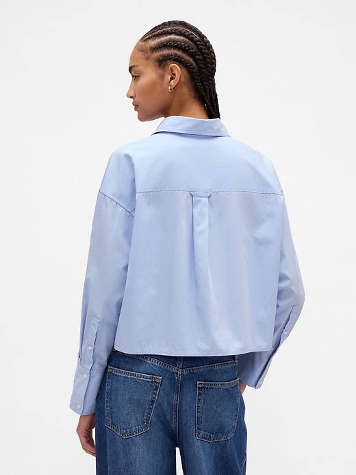 Image number 3 showing, Organic Cotton Embellished Straight-Hem Crop Shirt