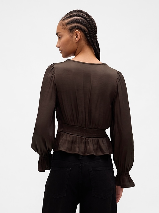 Image number 3 showing, Eyelet V-Neck Peplum Top
