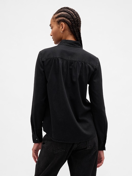 Image number 3 showing, Denim Tie-Neck Shirt