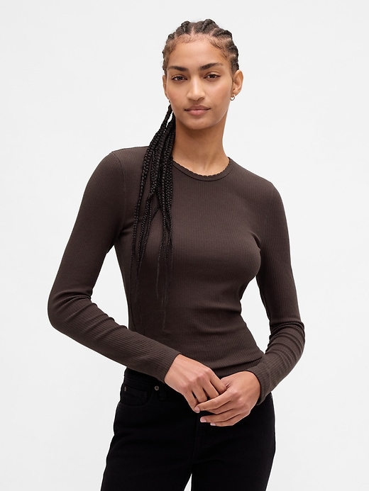 Image number 1 showing, Pointelle Rib T-Shirt