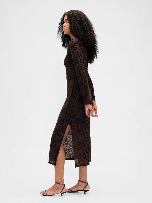 Image number 3 showing, Burnout Velvet Bell-Sleeve Midi Dress