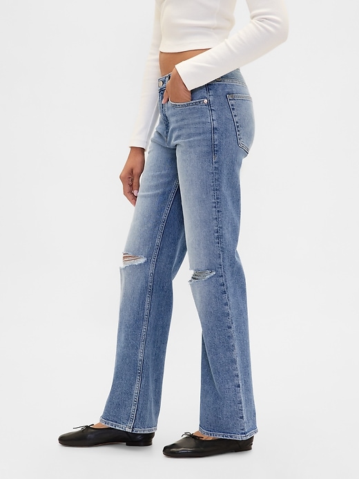 Image number 3 showing, Mid Rise Relaxed Straight Jeans