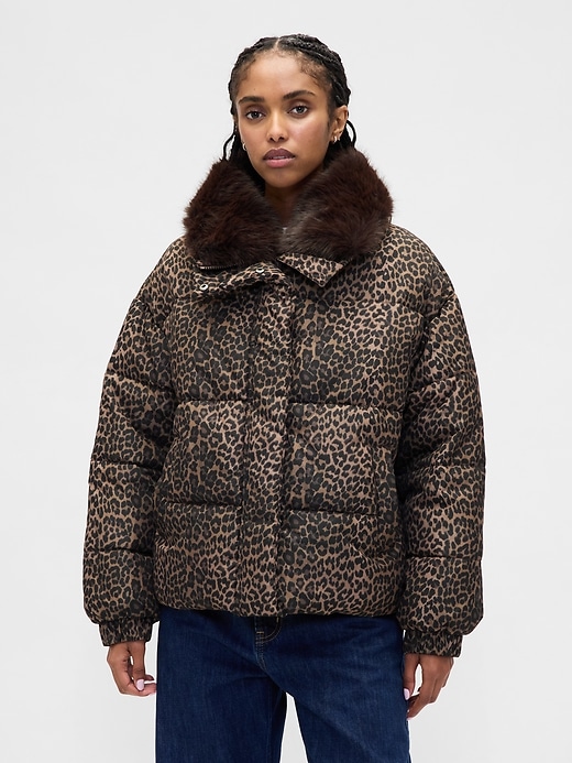 Image number 1 showing, Faux Fur-Trim Puffer Jacket