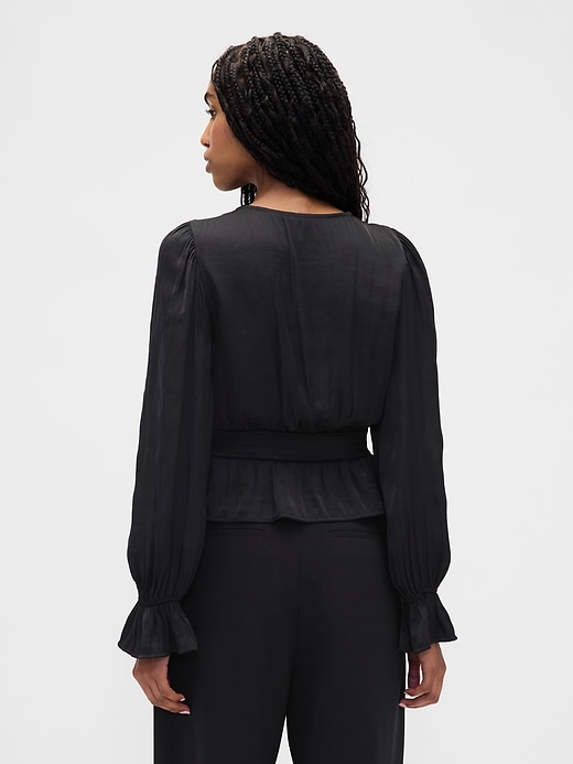 Image number 3 showing, Eyelet V-Neck Peplum Top