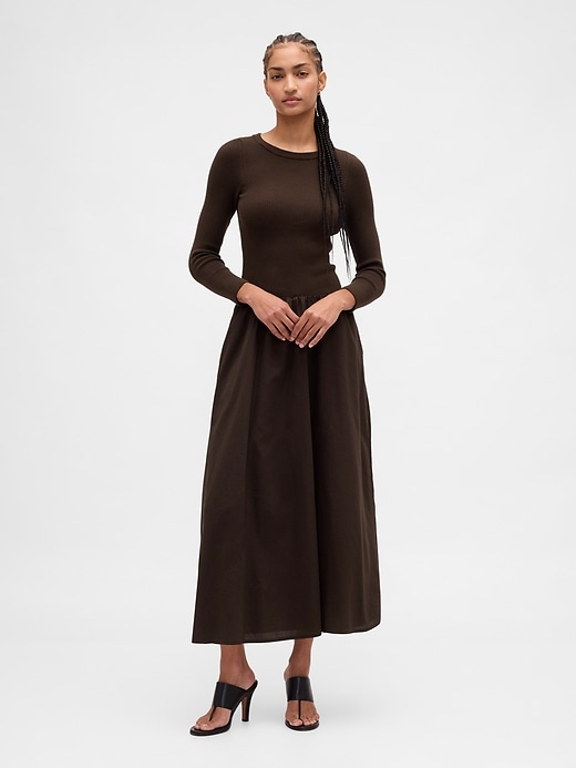 Image number 1 showing, Mixed Media Drop-Waist Maxi Dress