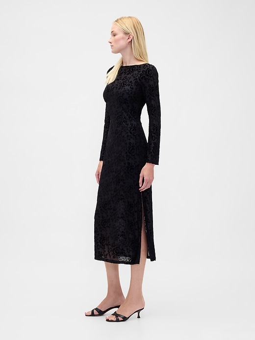 Image number 3 showing, Burnout Velvet Bell-Sleeve Midi Dress