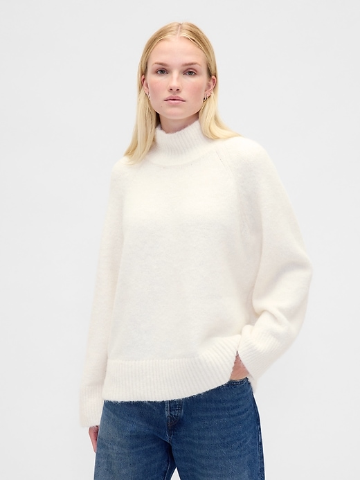 Image number 1 showing, Fuzzy Oversized Turtleneck Sweater