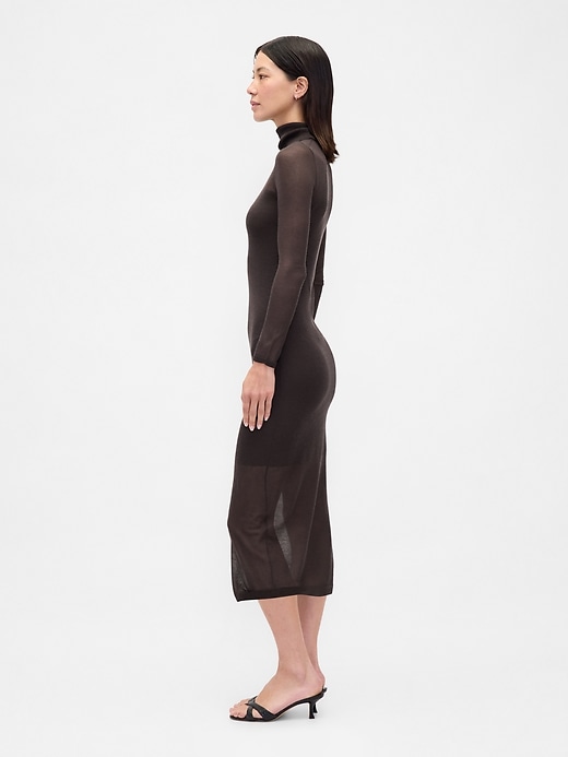 Image number 3 showing, Sheer Turtleneck Maxi Sweater Dress