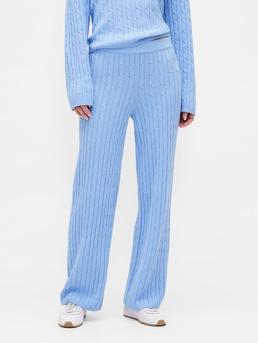Image number 2 showing, CashSoft Cable-Knit Sweater Pants