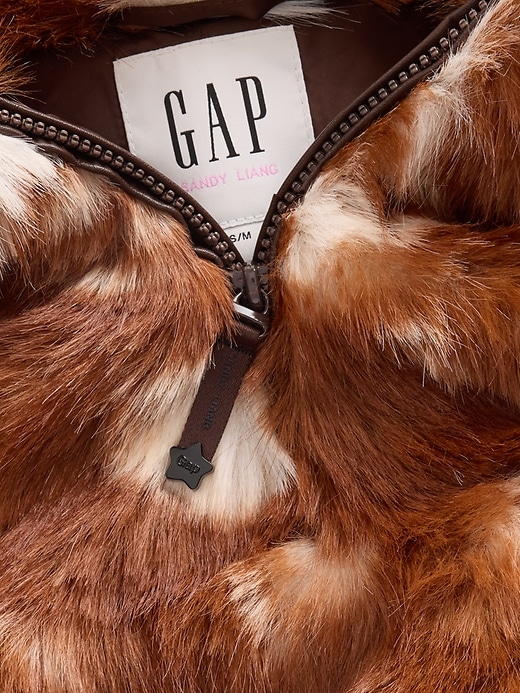 Image number 5 showing, Gap × Sandy Liang Spotted Vegan Fur Half-Zip Pullover