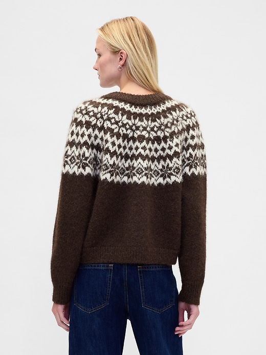 Image number 3 showing, Fuzzy Fair Isle Cardigan Sweater