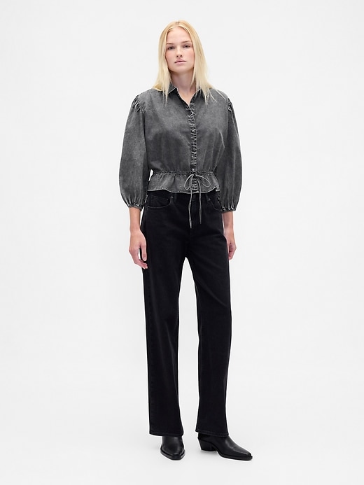 Image number 2 showing, Denim Tie-Waist Top
