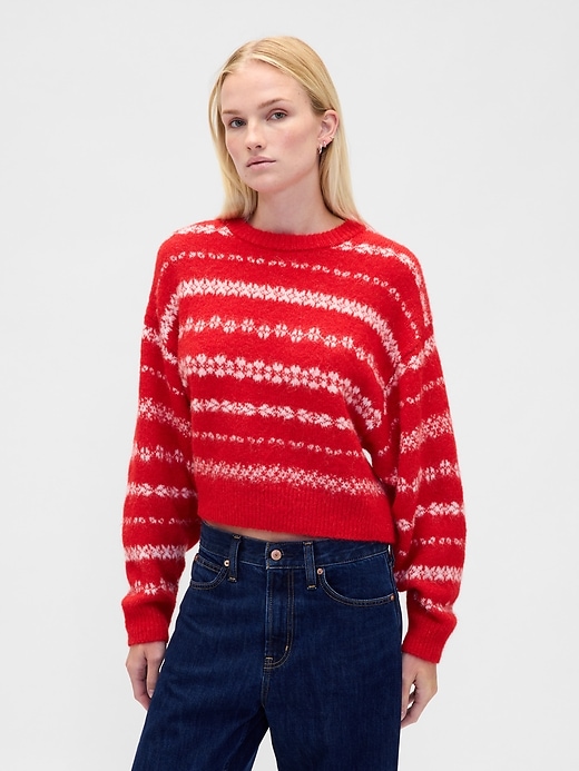 Image number 1 showing, Fuzzy Oversized Crewneck Sweater