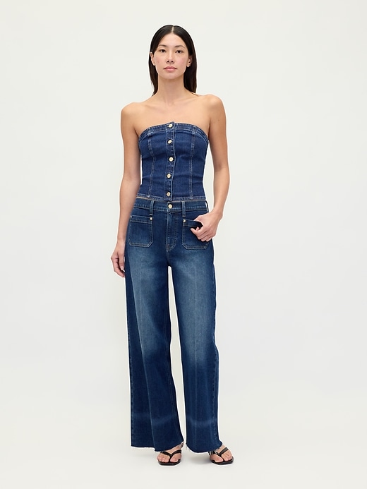 Image number 2 showing, Denim Strapless Crop Vest