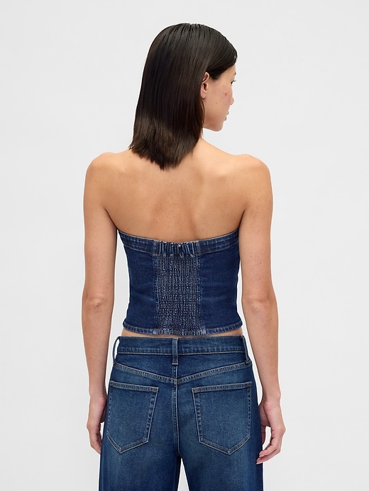 Image number 3 showing, Denim Strapless Crop Vest