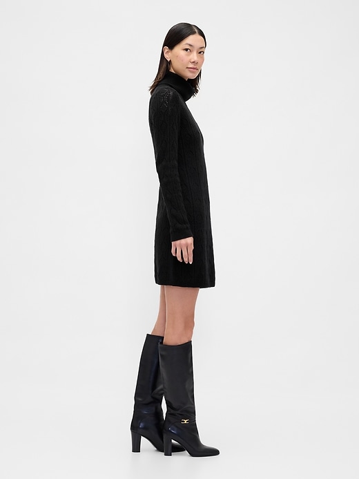 Image number 3 showing, CashSoft Pointelle Turtleneck Sweater Dress