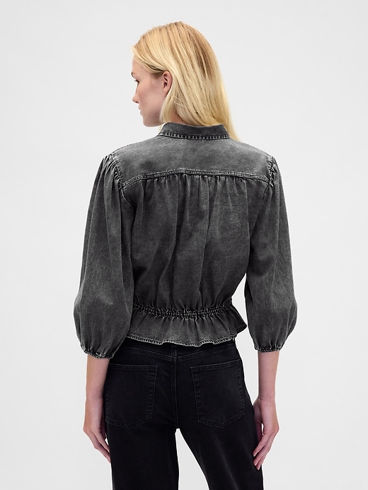Image number 3 showing, Denim Tie-Waist Top