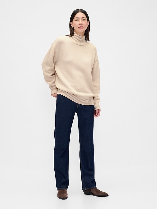 Image number 2 showing, 100% Cotton Oversized Mockneck Sweater