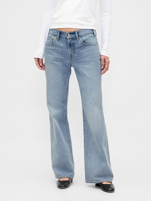 Image number 2 showing, Mid Rise Rigid Relaxed Flare Jeans