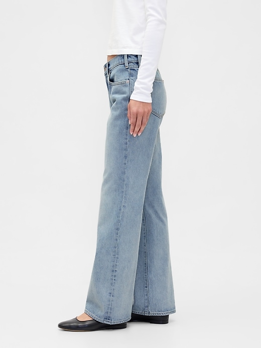 Image number 3 showing, Mid Rise Rigid Relaxed Flare Jeans