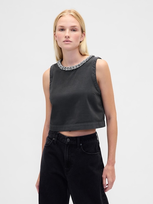 Image number 1 showing, Jewel-Neck Shell Tank Top