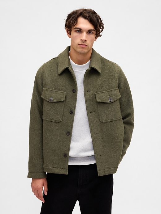 Image number 1 showing, Wool-Blend Relaxed Shirt Jacket