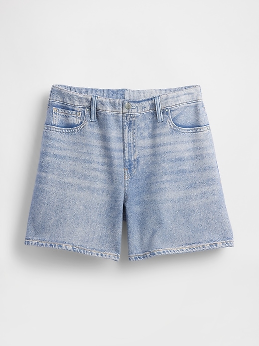 Image number 6 showing, Mid Rise Printed Knit Denim Shorts