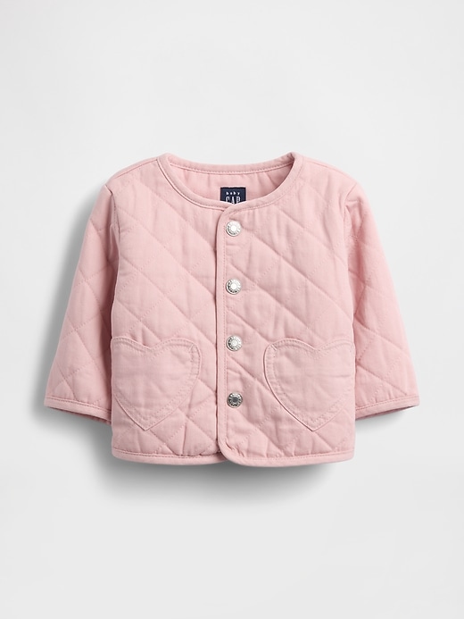 Image number 1 showing, Baby Quilted Denim Heart Pocket Jacket