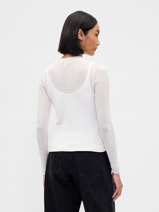 Image number 3 showing, High-Neck Sheer Sweater