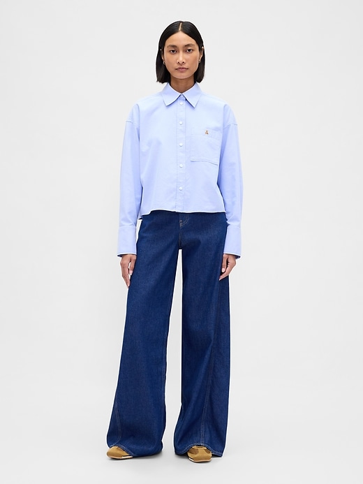 Image number 2 showing, Organic Cotton Straight-Hem Crop Shirt