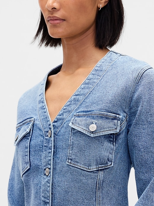 Image number 4 showing, Denim Pocket Mini Dress