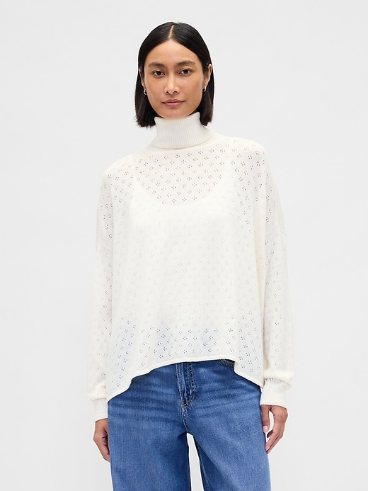 Image number 1 showing, Oversized Pointelle Turtleneck