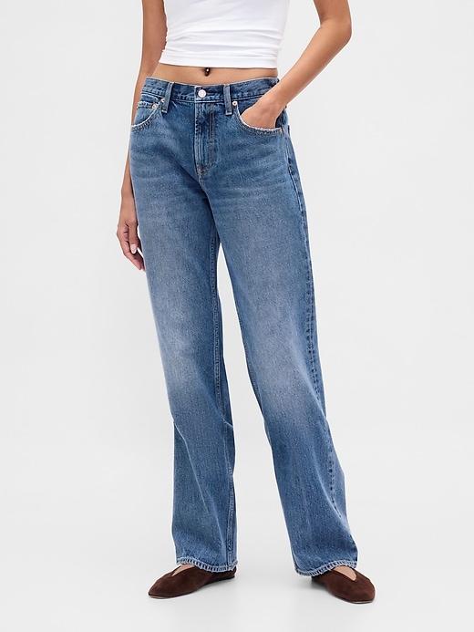 Image number 2 showing, Mid Rise Rigid Relaxed Straight Jeans