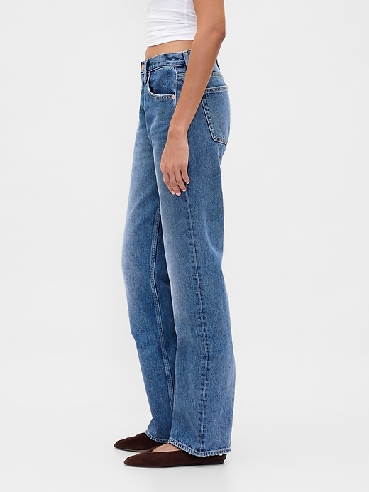 Image number 3 showing, Mid Rise Rigid Relaxed Straight Jeans