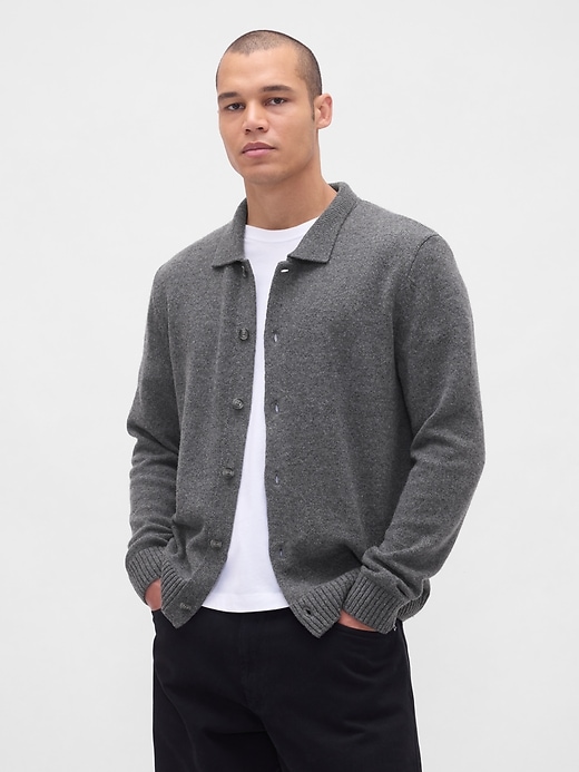 Image number 1 showing, Merino Wool-Blend Cardigan Sweater